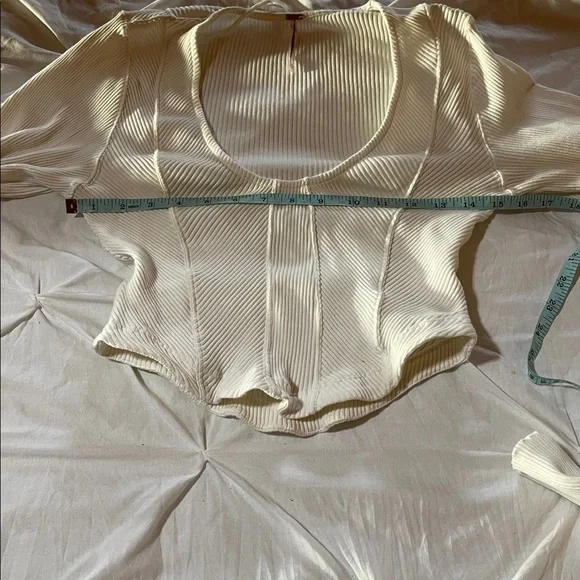 Free People Petra White Cream Long Sleeve Cotton Corset Top Women’s XL - Picture 9 of 11